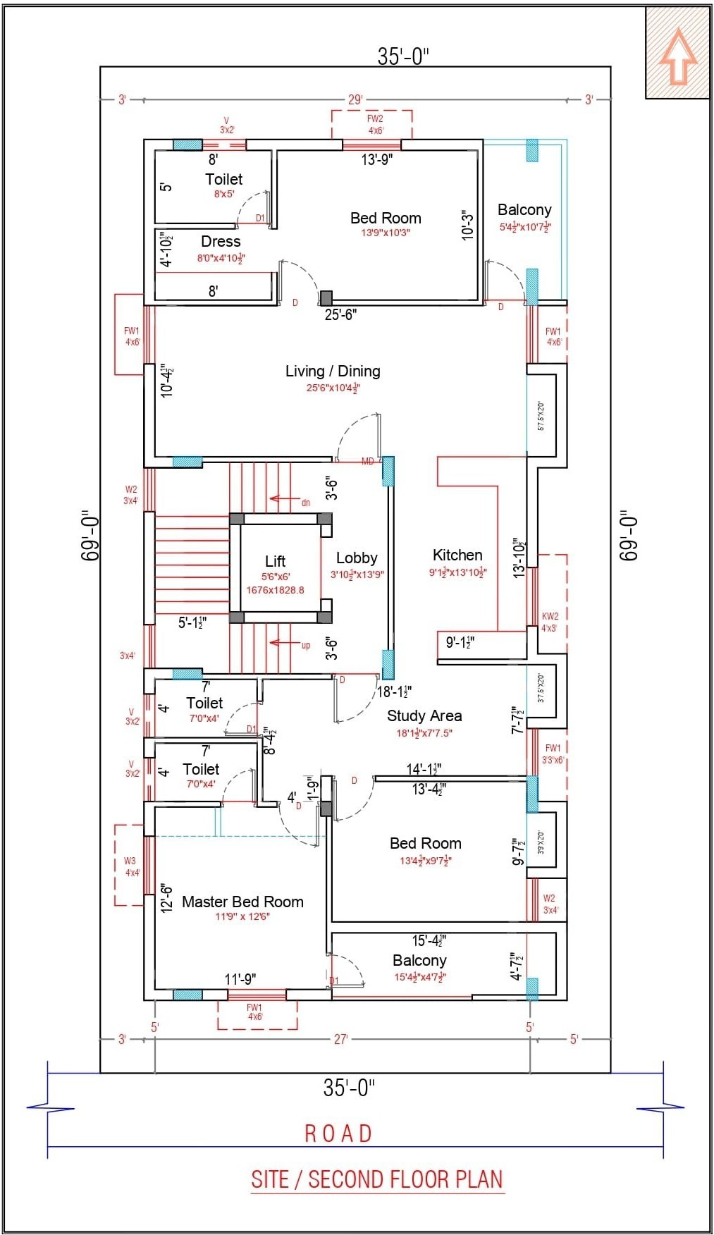 3.5BHK – 2nd Floor – Flat 2A – Facing North or South – 1931 Sq. Ft – UDS 805
